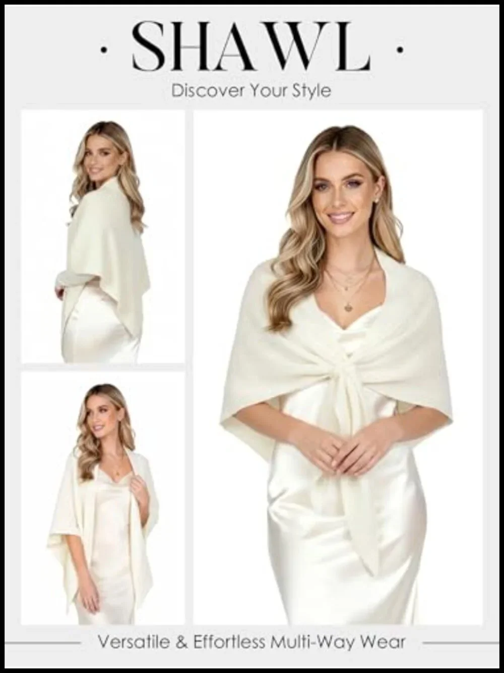 Women's Shawl Wrap Soft Lightweight Knit Triangle Scarf Wool Blend Poncho